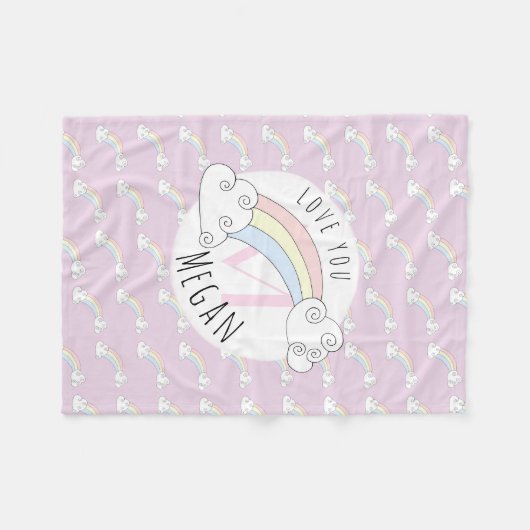 Couverture Polaire Monogramme caché de la fille Doodle Nom de l'arc-e (Devant (Horizontal))