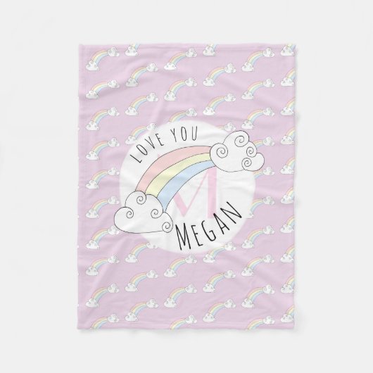 Couverture Polaire Monogramme caché de la fille Doodle Nom de l'arc-e (Devant)