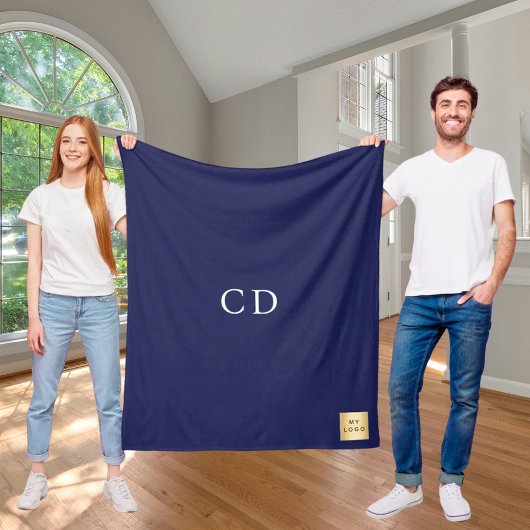 Couverture Polaire Monogramme cadeau de la compagnie de logo bleu mar