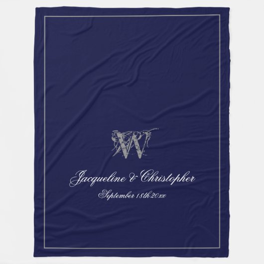 Couverture Polaire Monogramme cadeau mariage Script Keepsaké neuf (Devant)