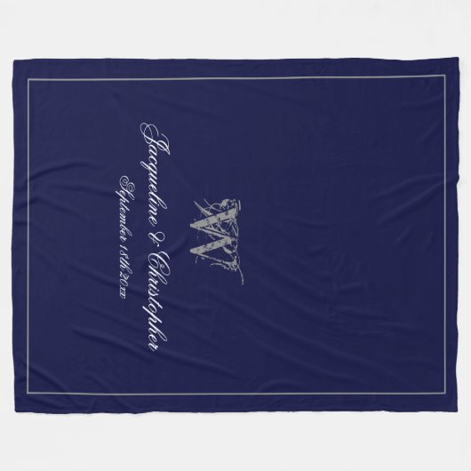 Couverture Polaire Monogramme cadeau mariage Script Keepsaké neuf (Devant (Horizontal))