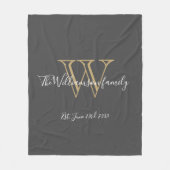 Couverture Polaire Monogramme Cadeau Rustique Nouveau Marié Nom initi (Devant)