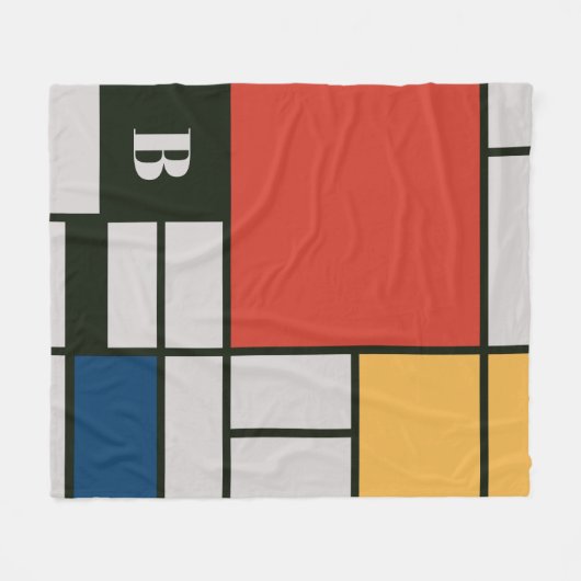 Couverture Polaire Monogramme Carré De Stijl Inspiré (Devant (Horizontal))