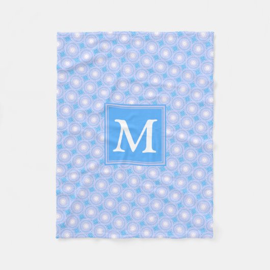 Couverture Polaire Monogramme Cercles bleu électrique motif (Devant)
