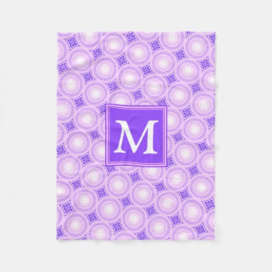 Couverture Polaire Monogramme cercles violets motif (Devant)