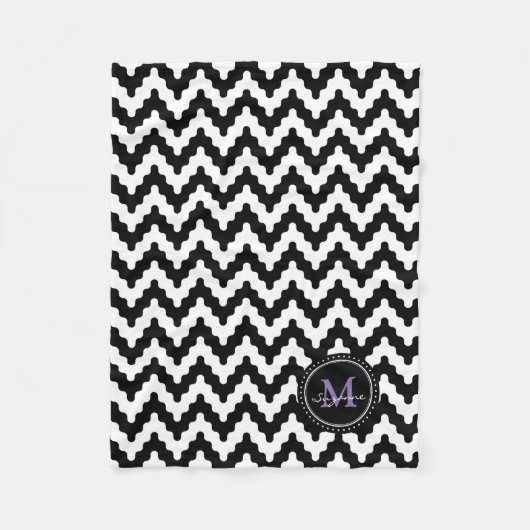 Couverture Polaire Monogramme | Chevron mou blanc noir (Devant)