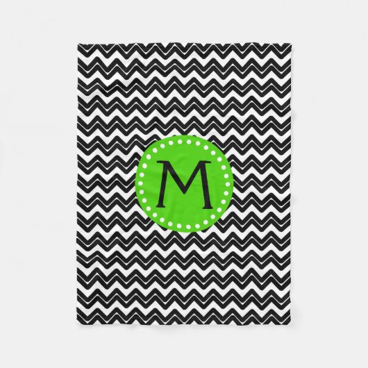 Couverture Polaire Monogramme Chevron noir et blanc (Devant)