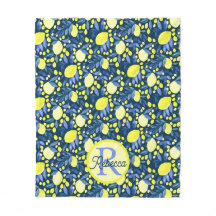 Monogramme Chic Nom Rustique Citron Citrons Feuill