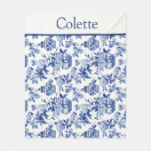 Couverture Polaire Monogramme chinoiserie bleue (Devant)