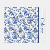 Couverture Polaire Monogramme chinoiserie bleue (Devant (Horizontal))