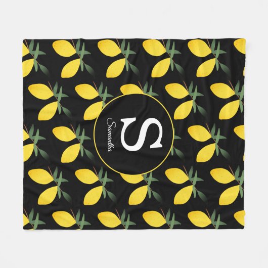 Couverture Polaire Monogramme citron (Devant (Horizontal))