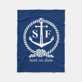 Couverture Polaire Monogramme classique Ancre bleu marine Bateau de p (Devant)