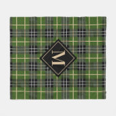 Couverture Polaire Monogramme classique rustique vert Tartan Plaid (Devant (Horizontal))