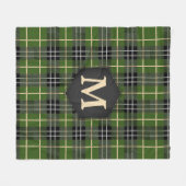 Couverture Polaire Monogramme classique rustique vert Tartan Plaid (Devant (Horizontal))