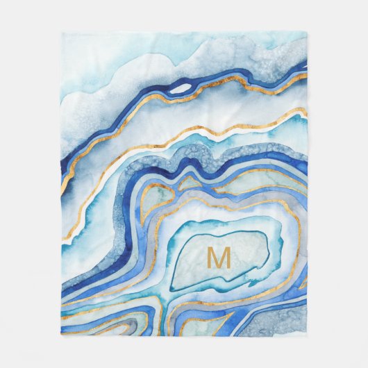Couverture Polaire Monogramme | Cobalt Agate II (Devant)