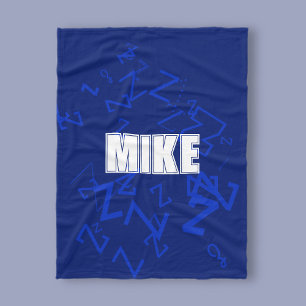 Couverture Polaire monogramme cool et nom en bleu marine et blanc