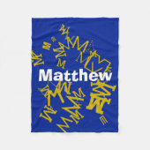 Couverture Polaire monogramme cool et nom en bleu marine et blanc (Devant)