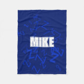 Couverture Polaire monogramme cool et nom en bleu marine et blanc (Devant)