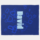 Couverture Polaire monogramme cool et nom en bleu marine et bleu clai (Devant (Horizontal))