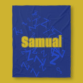 Couverture Polaire monogramme cool et nom en bleu marine et or