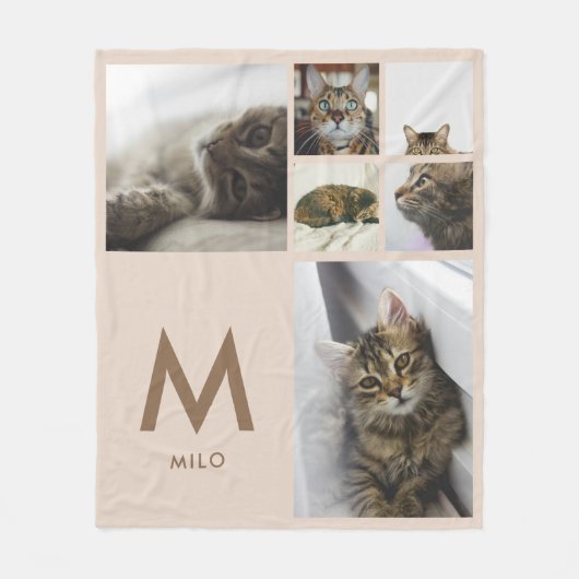 Couverture Polaire Monogramme d'animal de compagnie Collage photo 6 B (Devant)