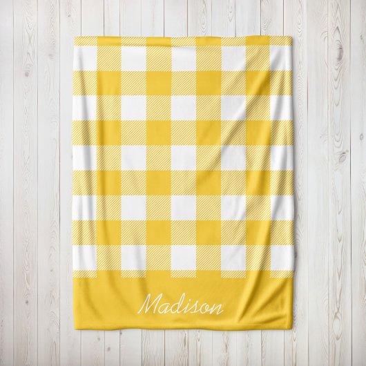 Couverture Polaire Monogramme de contrôle du bison jaune et blanc