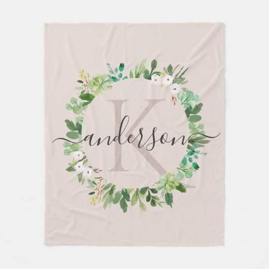 COUVERTURE POLAIRE MONOGRAMME DE COULEUR D'EAU DOUCE ROSE ROSE DOUX (Devant)