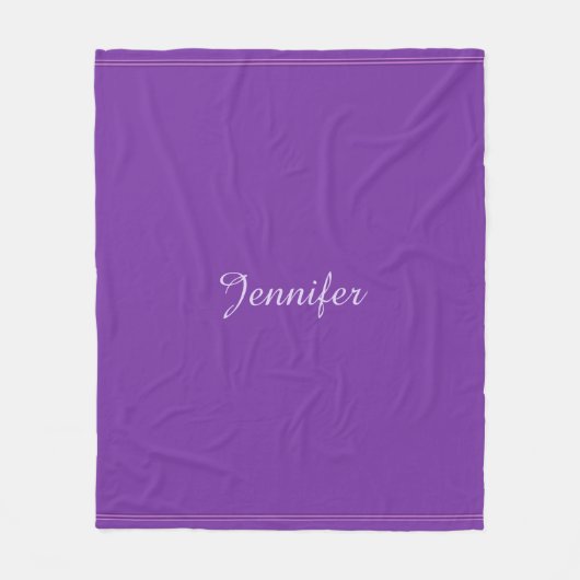 Couverture Polaire Monogramme de couleur violet élégant moderne (Devant)