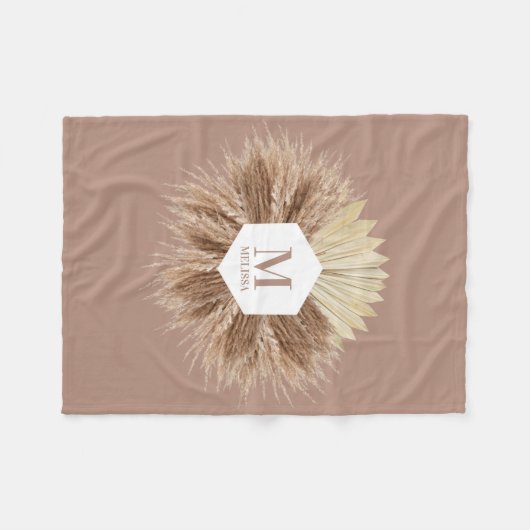 Couverture Polaire Monogramme de couleurs neutres rustiques chaudes (Devant (Horizontal))