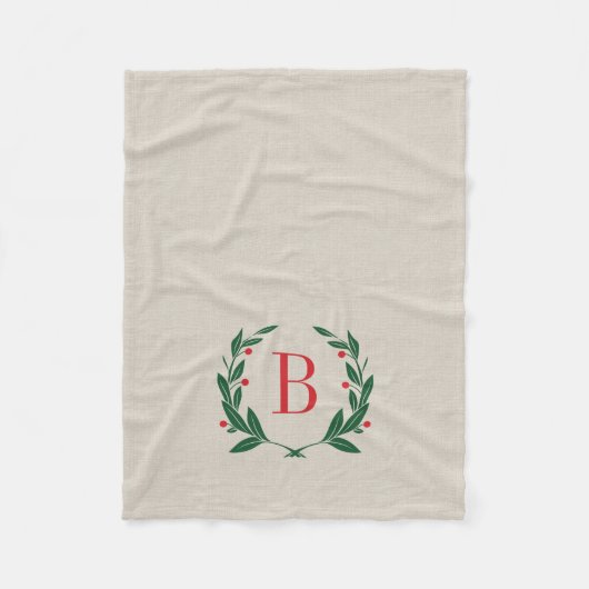 Couverture Polaire Monogramme de couronne de laurier de vacances rust (Devant)