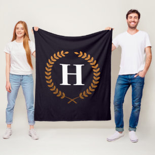 Couverture Polaire Monogramme de couronne de laurier d'or