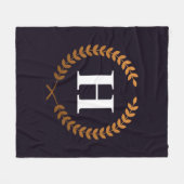 Couverture Polaire Monogramme de couronne de laurier d'or (Devant (Horizontal))