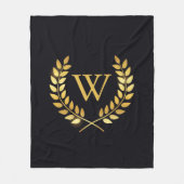 Couverture Polaire Monogramme de couronne d'or Laurel (Devant)