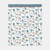 Couverture Polaire Monogramme de danse du requin Sea Life (Devant)