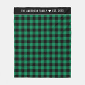 Couverture Polaire Monogramme de famille à paillettes de buffle vert  (Devant)