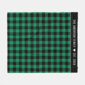 Couverture Polaire Monogramme de famille à paillettes de buffle vert  (Devant (Horizontal))