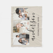 Couverture Polaire Monogramme de famille moderne 3 Collage photo (Devant)