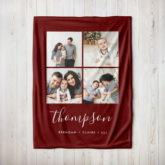 Couverture Polaire Monogramme de famille moderne Instagram Photo Coll