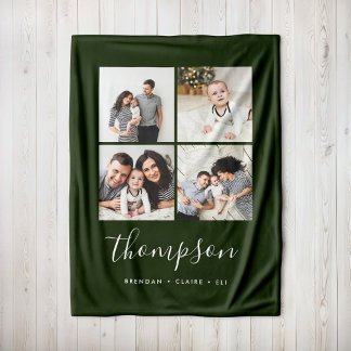 Couverture Polaire Monogramme de famille moderne Instagram Photo Coll