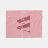 Couverture Polaire Monogramme de fille et nom rose roux (Devant (Horizontal))