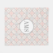 Couverture Polaire Monogramme de fleurs marocaines personnalisé (Devant (Horizontal))