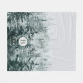 Couverture Polaire Monogramme de la famille de pins d'hiver rustique  (Devant (Horizontal))