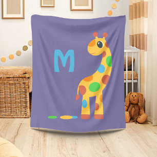 Couverture Polaire Monogramme de la Giraffe de dessin coloré