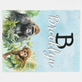 Couverture Polaire Monogramme de la jungle de chimpanzé de gorille pe (Devant (Horizontal))