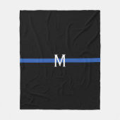 Couverture Polaire Monogramme de la ligne bleue mince de la police (Devant)