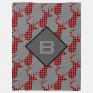 Couverture Polaire Monogramme de l'Motif Buffalo Plaid de Deer Head A