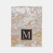 Couverture Polaire Monogramme de marbre doré Rose moderne Faux (Devant)