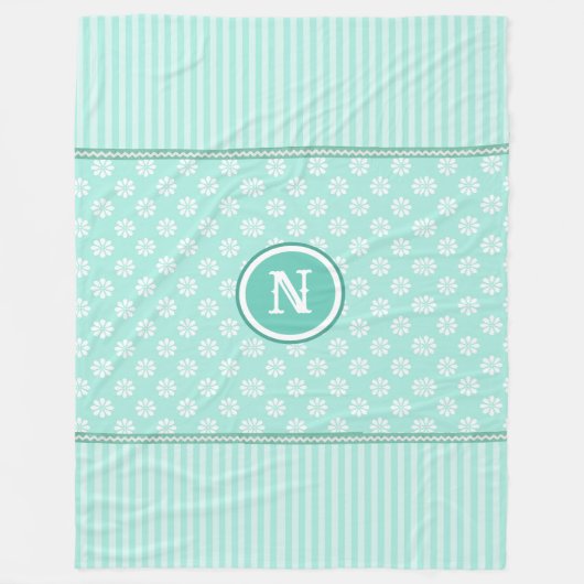 Couverture Polaire Monogramme De Monnaie Vert Et Blanc (Devant)