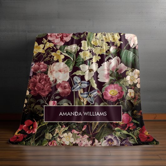 Couverture Polaire monogramme de motif noir vintage rose