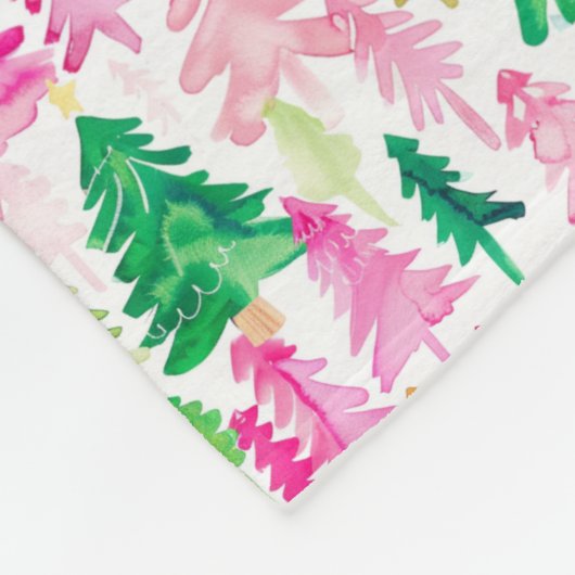 Couverture Polaire Monogramme de Noël rose et vert de Preppy (Coin)